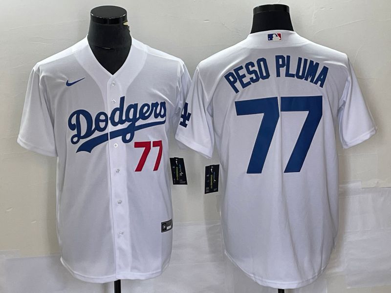 Men Los Angeles Dodgers #77 Peso Pluma White Nike Game 2023 MLB Jersey